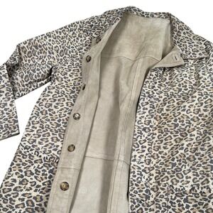 Brandon Thomas Jacket Womens Medium Tan Animal Print Reversible 100% Leather